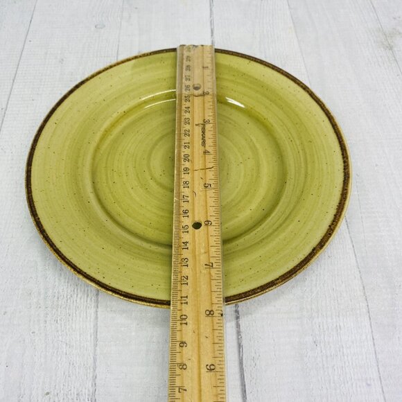 Thomson Pottery Green Swirl Speckle Brown Stoneware Salad Plate Set of 4 - Picture 11 of 16